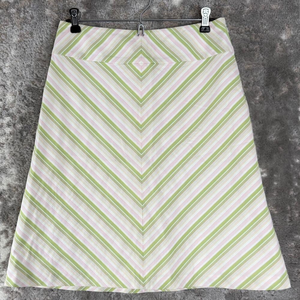 Banana‎ Republic Size 0 Striped Knee Length A Line Skirt Lined Cotton Zip